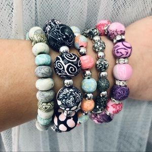 5 NWT Handmade VivaBeads Stretchy Bracelets Bundle Lot